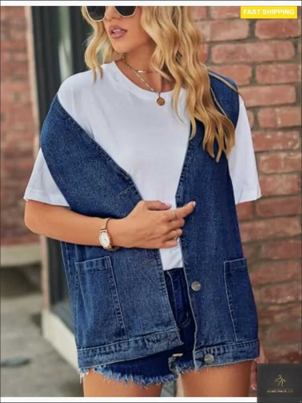 Oversized Denim Vest Sleeveless Button Down Casual Vintage Jean Jacket Top